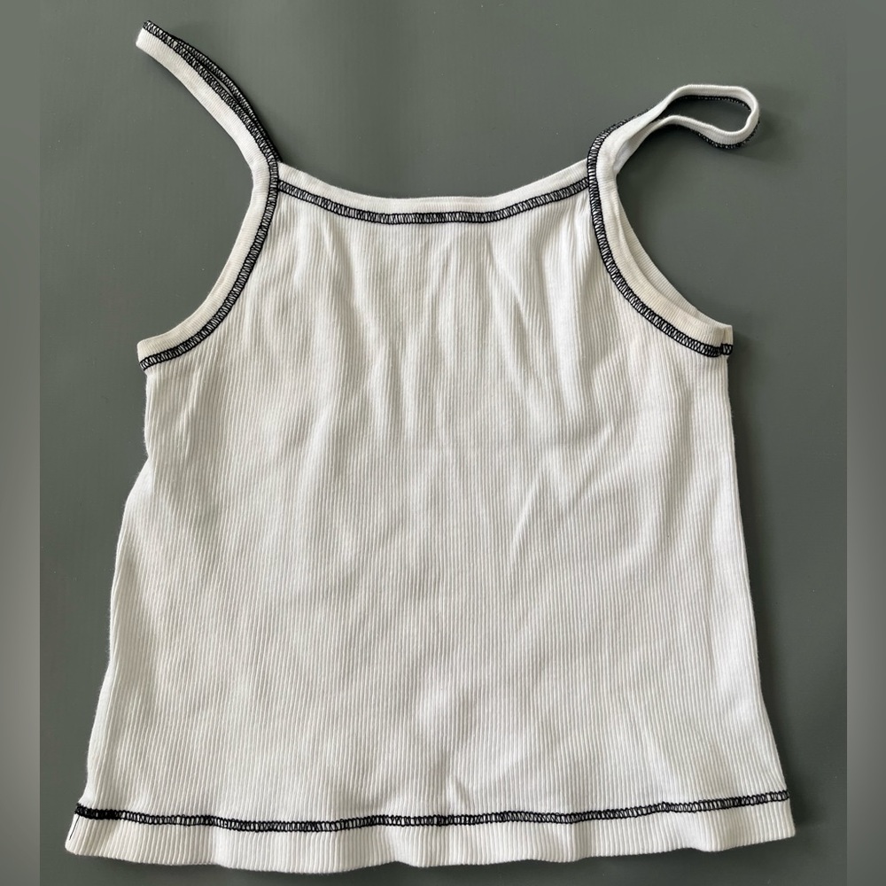Brandy Melville White Black Thread Tank Top